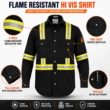 Flame Resistant FR High Visibility Hi Vis 100%C Light Weight Shirt