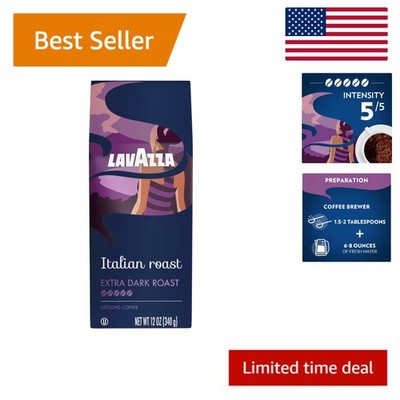 Lavazza 12oz Italian Roast Ground Coffee - Intense Flavor with 100% Arabica