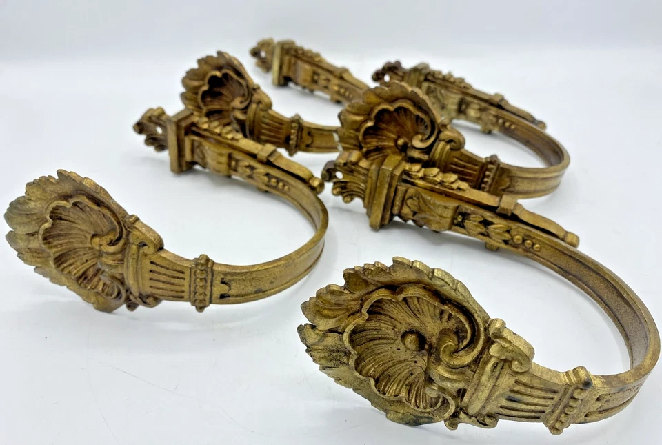 4 big antique french hooks lot 19th century bronze Louis XV style - Image 3 of 4