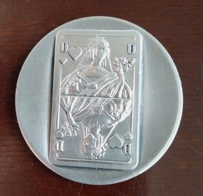Skat, Poker, Sheep Head / Medal - Emblem - Lady of Heart - Silver Colours