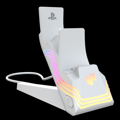 PDP LLC PlayStation 5 White Afterglow  Wave Dual Charger, Ladestation, Weiß