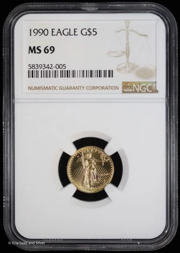 1990 $5 1/10 oz American Gold Eagle NGC MS 69 | Uncirculated UNC BU