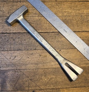 Antique Bridgeport BOX TERRIER PRY BAR • CRATE HAMMER Puller Multitool 1920s☆USA