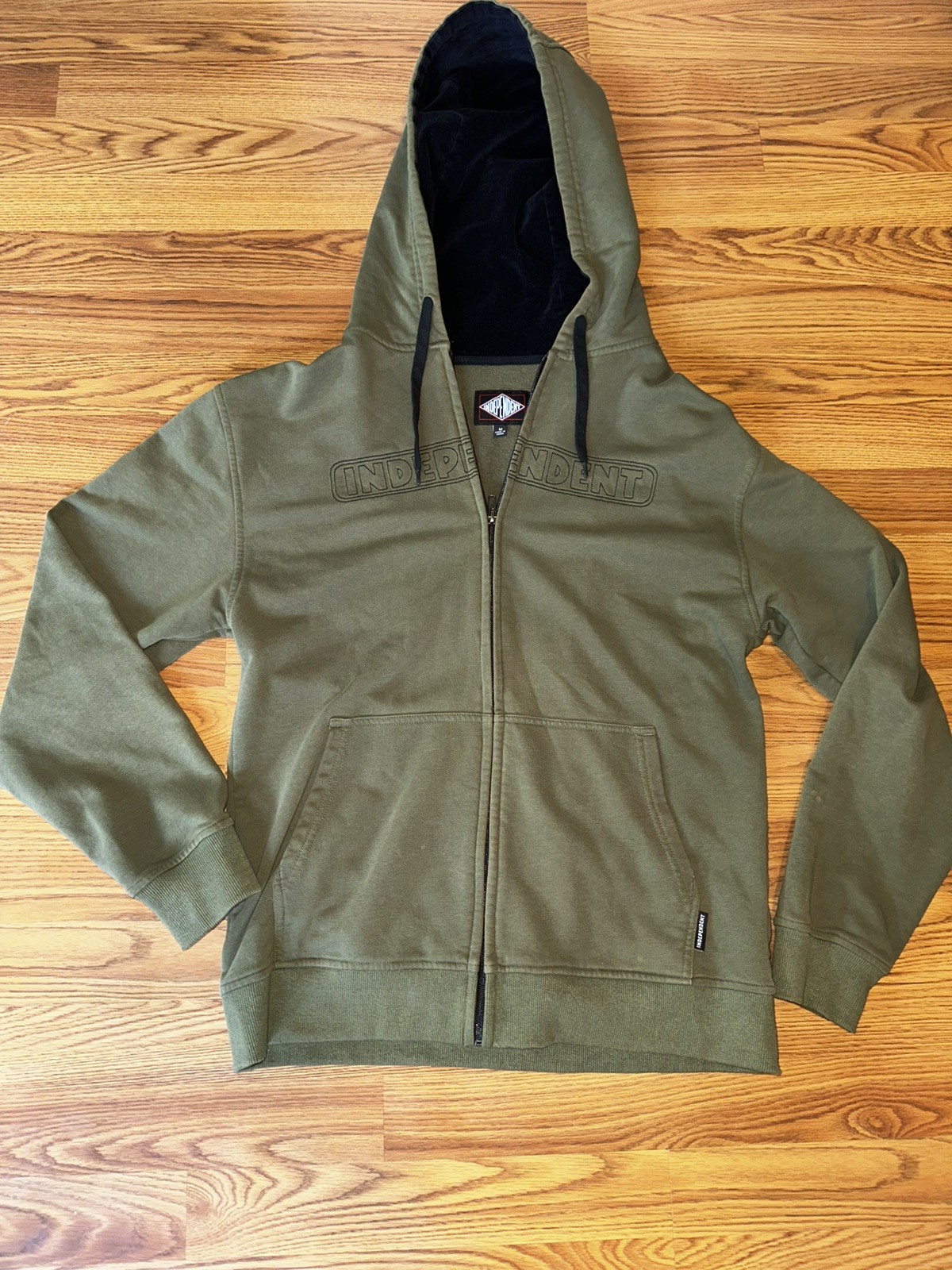 Independent Skateboard Trucks Hoody Bar Stitch Zip Olive