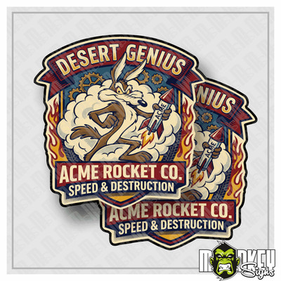 Wile E Coyote ACME Rocket Co Vintage Retro Sticker 2er Set Oldschool USA
