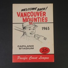1965 Vancouver Mounties Capilano Stadium PCL Baseball Program Portland Beavers