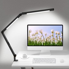 LED Desk Lamp with Clamp, Architect Desk Lamp with Dual Light and Adjustable Swi