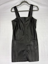 NWT Abercrombie & Fitch Black Faux Leather Mini Dress Womens Small Bodycon Chic