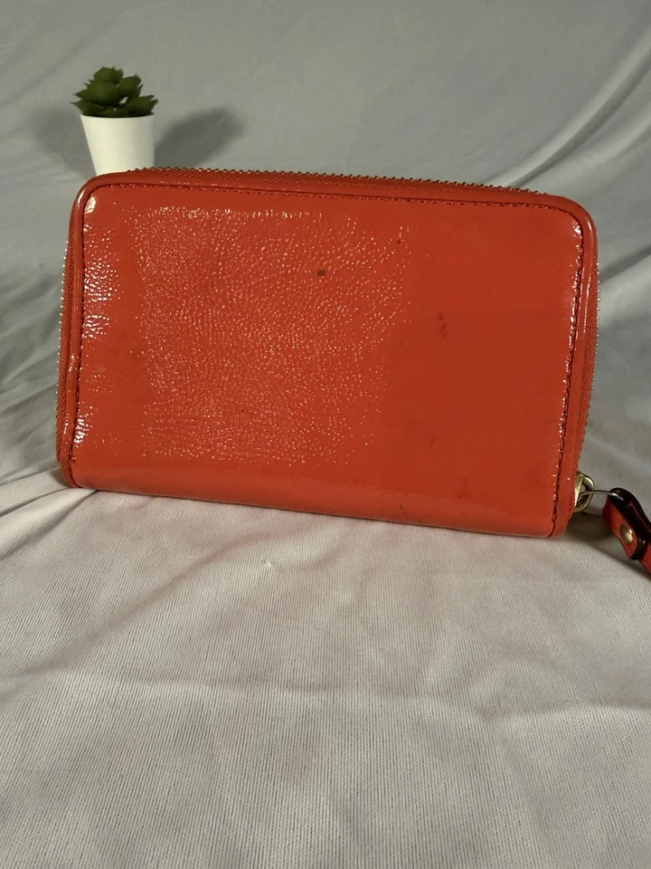Cartera de charol Coach bolsa de muñeca coral/naranja Foto 3 de 4