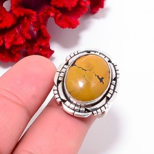 Natural Turquoise - Tibet Designer Handmade 925 Sterling Silver Ring S.7 R102634