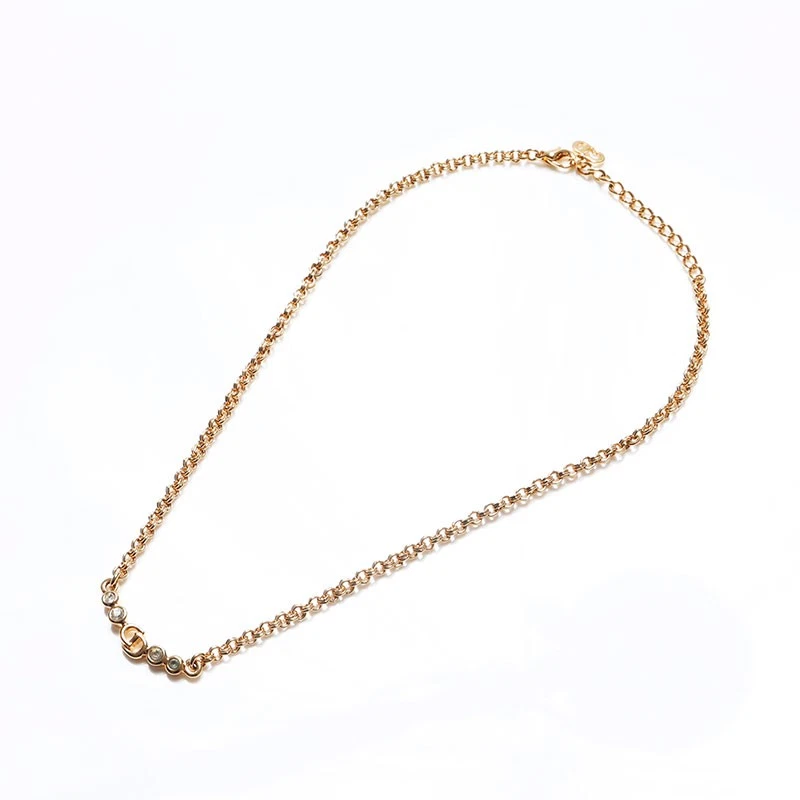 Collana Christian Dior CD logo strass oro WS12791