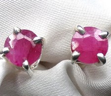 Ohrstecker Rubin 925 Silber ca. 8 mm Durchmesser facettiert Originalbilder