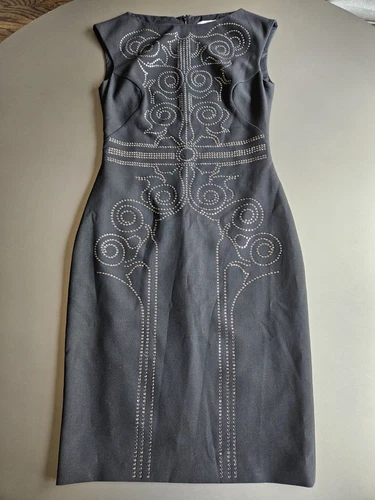 Abito tubino Versace collezione nero e rame borchie abbellimenti taglia 40