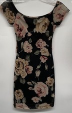 Guess Womens Multicolor Floral Off The Shoulder Back Cut-Out Mini Dress Size S