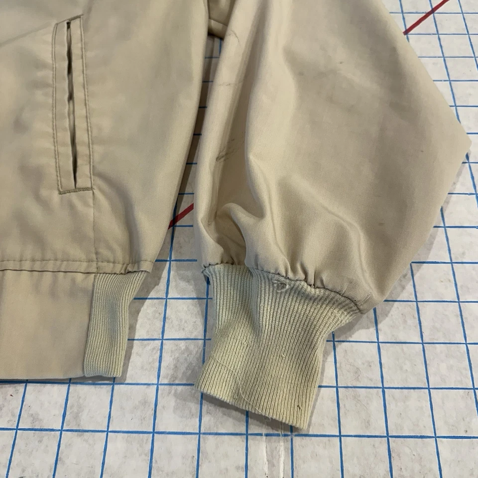 Chaqueta De Colección Montgomery Ward Para Hombre Grande Beige Trabajo Cremallera Ricky Recortada Años 70 Foto 3 de 4