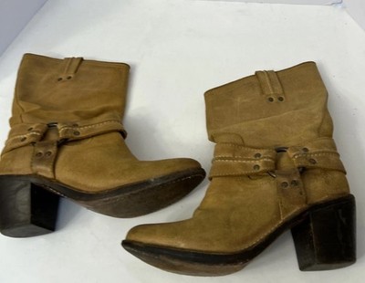 FRYE 77374 Carmen Harness Light Brown Leather  Boot Women s Size 9 B Pull On