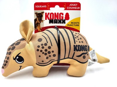 Kong Maxx Armadillo Dog Toy Squeaky Tough Plush Puncture Resistant Small 7.5x4''