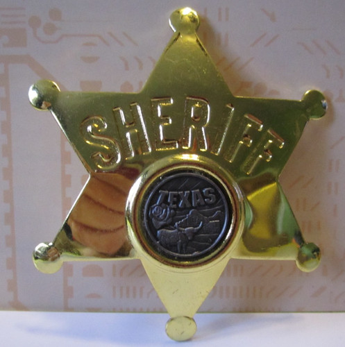 Western Texas Sheriff Police Badge Pin 6 Point Costume Replica Novelty 