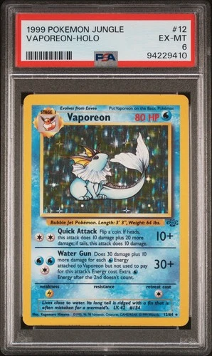 Vaporeon Holo 1999 Pokemom Jungle #12 PSA 6 Excellent