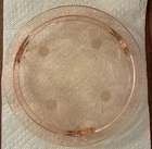 Vintage - 10” Jeanette Pink Depression Glass Footed Cake Plate Sunflower Daisy
