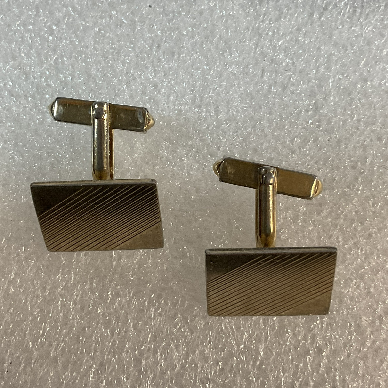 Swank Gold Tone Rectangular Bullet Back Cuff Link… - image 2