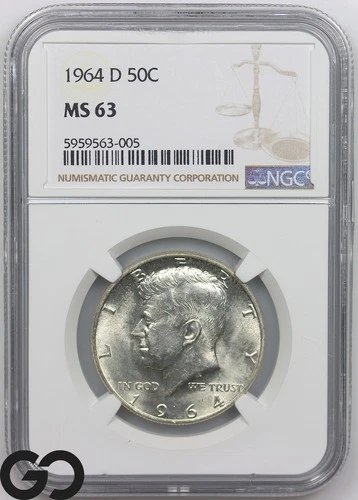 1964-D Kennedy Half Dollar NGC MS 63 ** Silver!