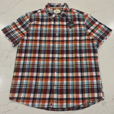 The Normal Brand NEW XL Jasper Button Up Short Sleeve Shirt Vintage Red Plaid