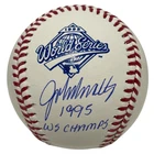 John Smoltz Signed Auto 1995 WS ROMLB Baseball w/ 1995 WS Champs Beckett BAS COA