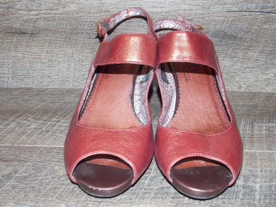 Indigo by Clarks Burgundy High Heel Sandals Leather Upper 3 in Heel Women's 8M - Image 2 of 4