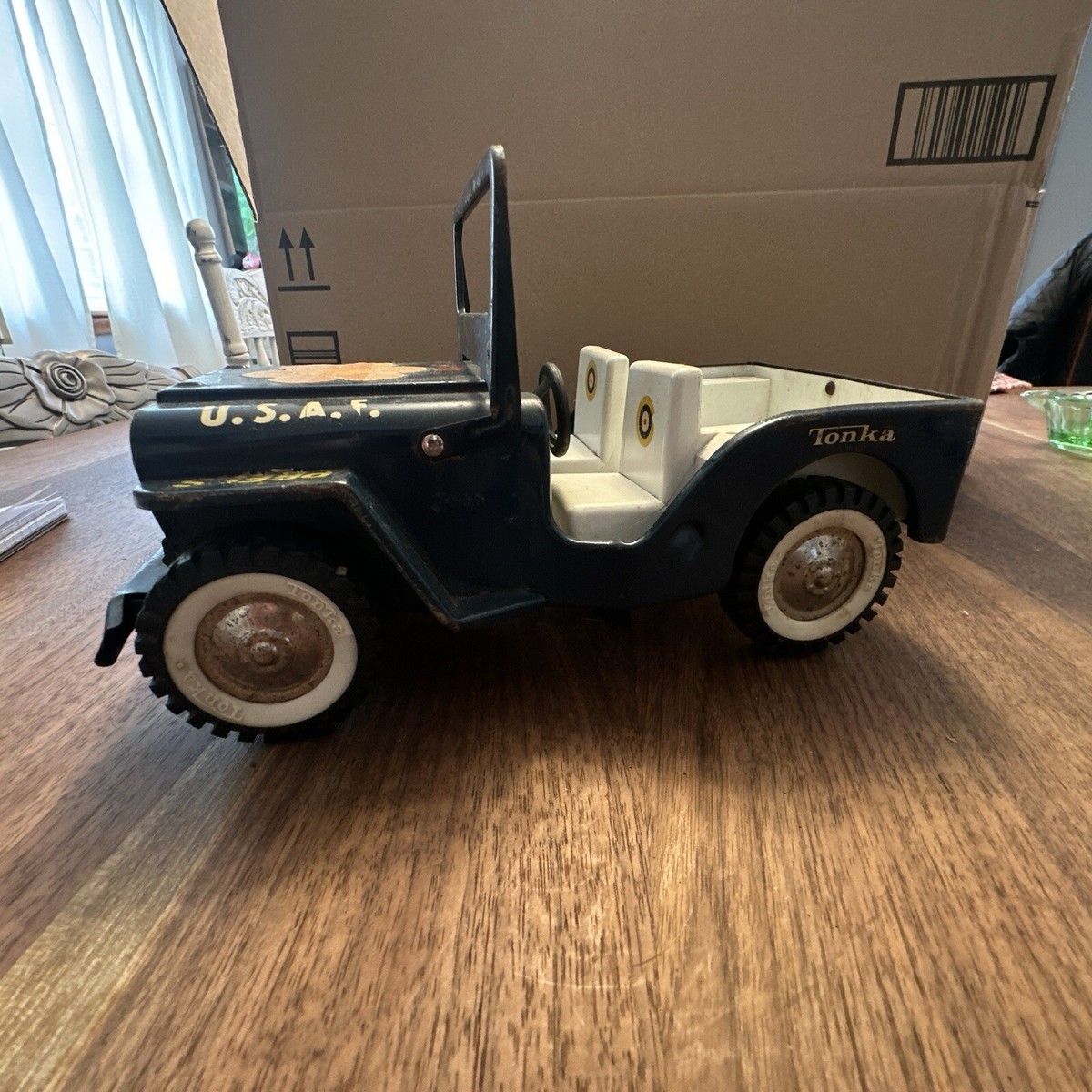 Vintage 1960's Tonka USAF Air Force Jeep Pressed Steel Toy Blue