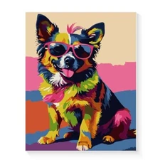  Animal Paint by Number Kits Framed Canvas, Colored Paint by Numbers Arts Dog