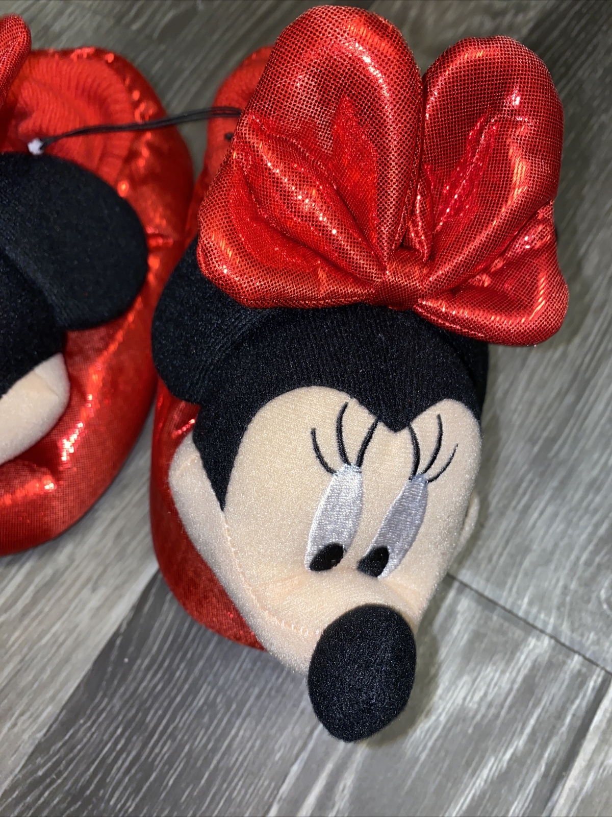 SAOLA Pantofole bambina Minnie Mo comode fiocco lucido rosso suola gripper nuove