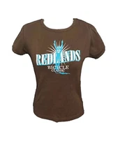 Women's Bicycle Cyclist Bike Top T Shirt Redlands Classic Brown S/S M Runs Small