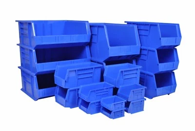 Rhino Tuff Plastic Parts Storage Bins Blue Linbin Boxes Garage Shelving Van Box