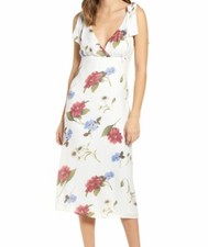 $200 Show Me Your Mumu Women's White Floral Arlene Sleeveless Midi Dress Size L