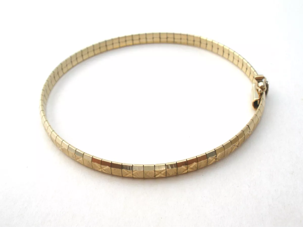 10K Yellow Gold Flexible Bangle Bracelet 7