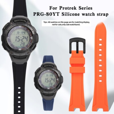 For Casio Protrek PRG-80YT Sports Watchband Modified Notch Silicone Strap22-12mm
