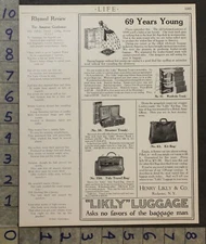 1913 TRAVEL CRUISE LIKLY LUGGAGE STEAMER BAG WARDROBE TRIP BAGGAGE AD A-2890
