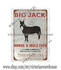 plaque advertising wall decor Big Jack Horse Mule Feed metal tin sign