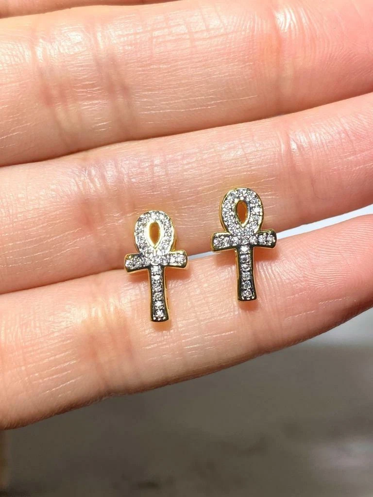 Ankh gold shop earrings