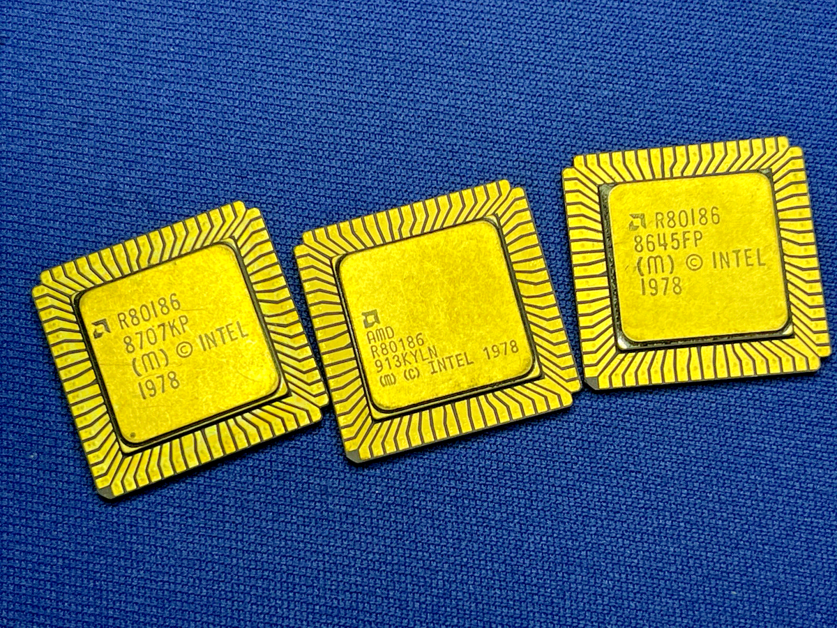 AMD R80186 プロセッサ 3ea. AMD R80186 Vintage CPU Processor IC Chip Purple Ceramic Gold