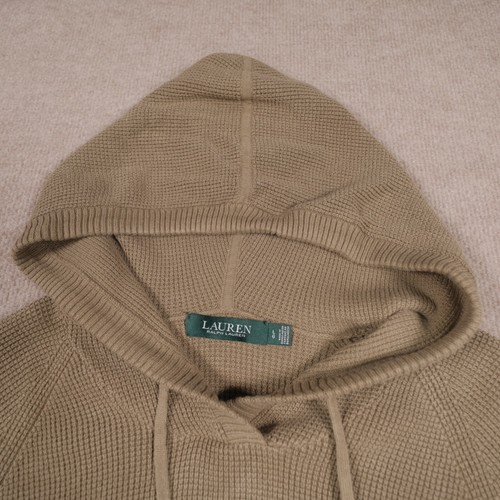 Maglione donna Lauren Ralph Lauren LRL grande con cappuccio maglia waffle verde pullover - Foto 8 di 21