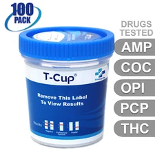 NEW Mintegrity Drug Test 5-Panel T-Cup Urine Home Kit 100-Pack #MI-TDOA-154