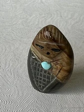Zuni Corn Maiden Fetish -Daniel Chattin Picasso Marble Carving Turquoise F7301