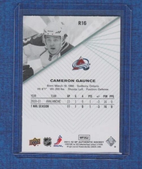 2011-12 Upper Deck SP Authentic Extended Rookie # R16 Cameron Gaunce - Image 2 of 2