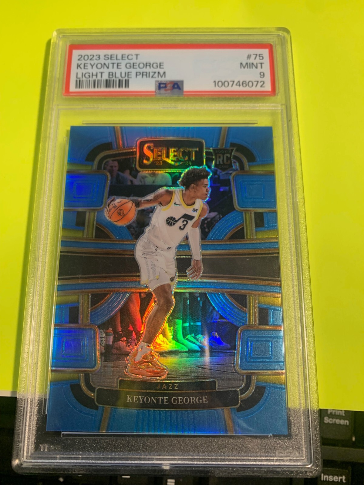 2023-24 SELECT KEYONTE GEORGE LIGHT BLUE PRIZM PSA 9 ~ #75 ~ 172/299 RC