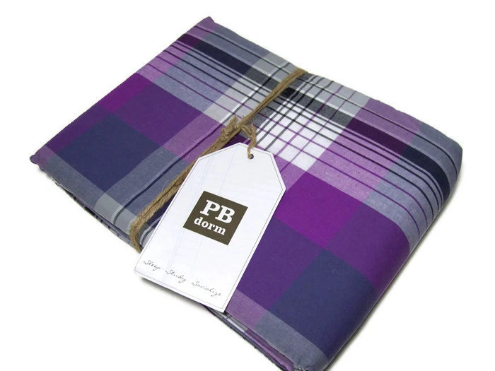 Pottery Barn Teen Purple Multi Colors Prescott Plaid Twin Duvet Cover New - Image 2 of 4