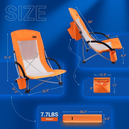 Beach Chair Beach Chairs for Adults Folding Camping Chair for Adults with Cooler - Picture 13 of 45