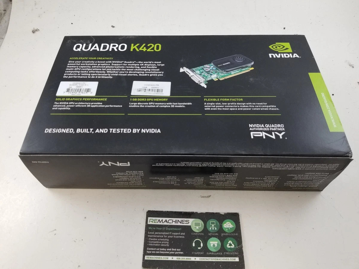 Open Box PNY Nvidia Quadro K420 1GB DDR3 Graphics Card VCQK420 PB TESTED FS