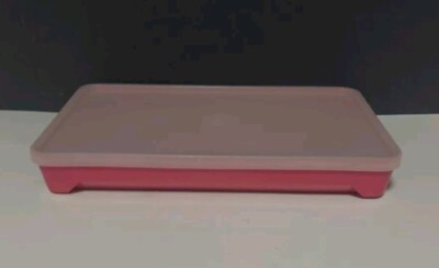 Tupperware PINK #1292-7 HOT DOG BACON KEEPER with CLEAR LID #1293-2